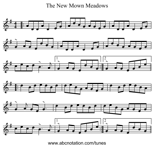 The New Mown Meadows - staff notation