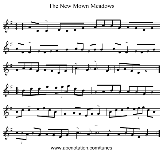 The New Mown Meadows - staff notation
