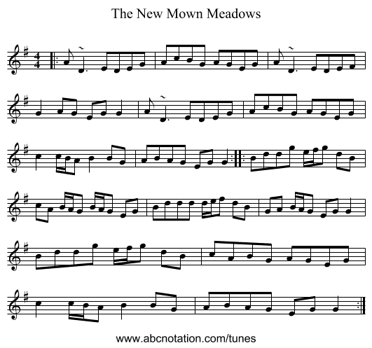 The New Mown Meadows - staff notation
