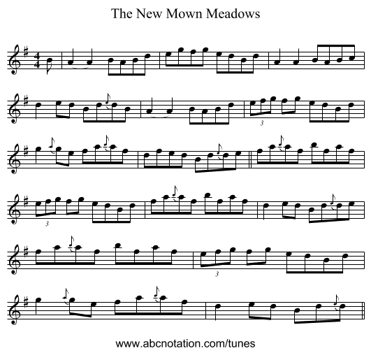 The New Mown Meadows - staff notation