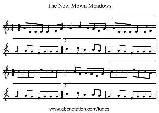 The New Mown Meadows - staff notation