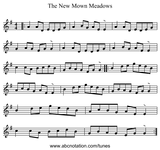 The New Mown Meadows - staff notation
