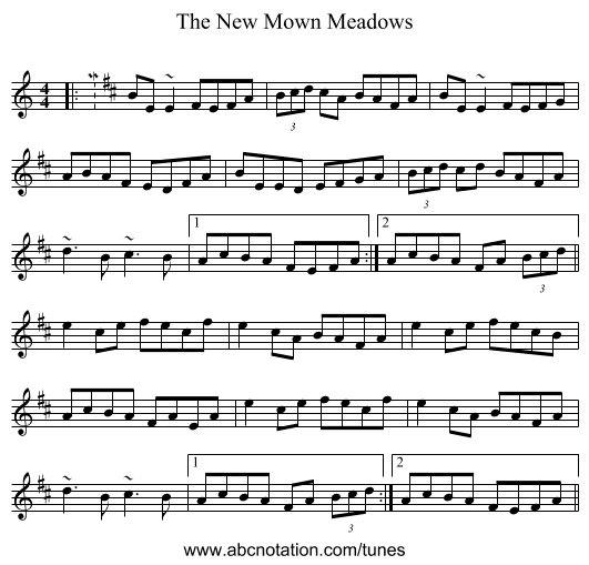 The New Mown Meadows - staff notation