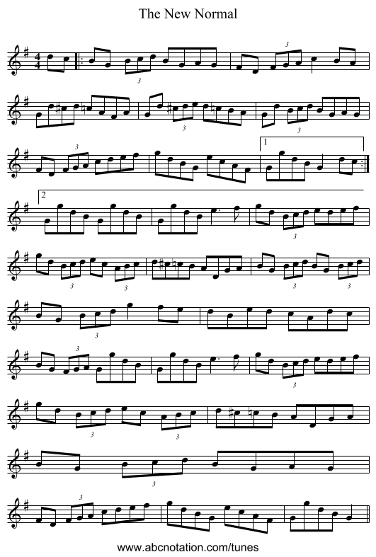 The New Normal - staff notation