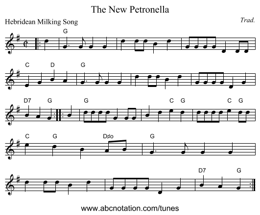 The New Petronella - staff notation