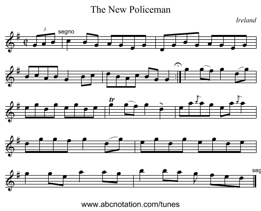 The New Policeman - staff notation