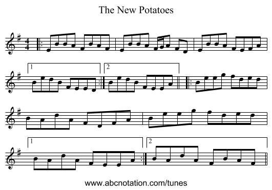 The New Potatoes - staff notation