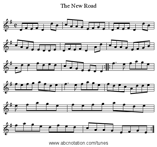 The New Road - staff notation
