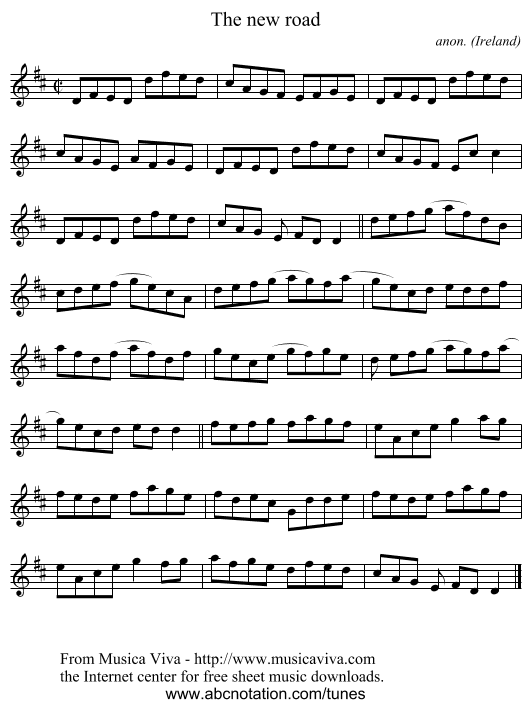 The new road - staff notation
