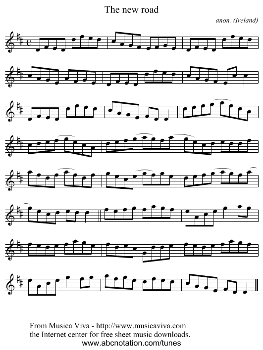The new road - staff notation