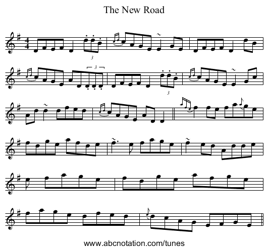 The New Road - staff notation