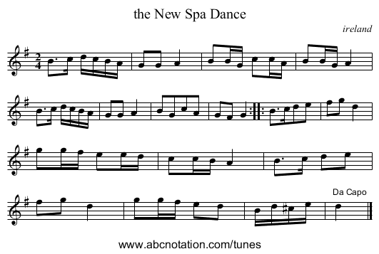 the New Spa Dance - staff notation
