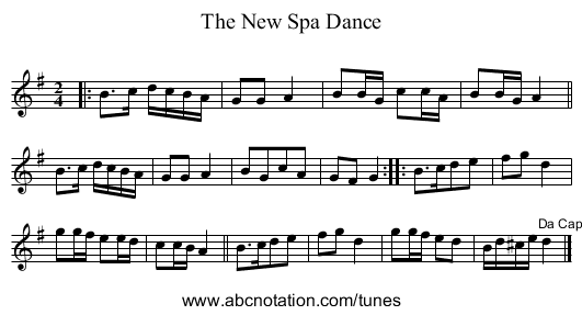 The New Spa Dance - staff notation