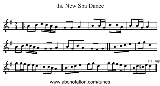 the New Spa Dance - staff notation