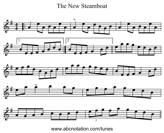 The New Steamboat - staff notation