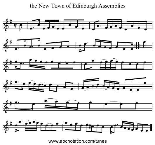 the New Town of Edinburgh Assemblies - staff notation