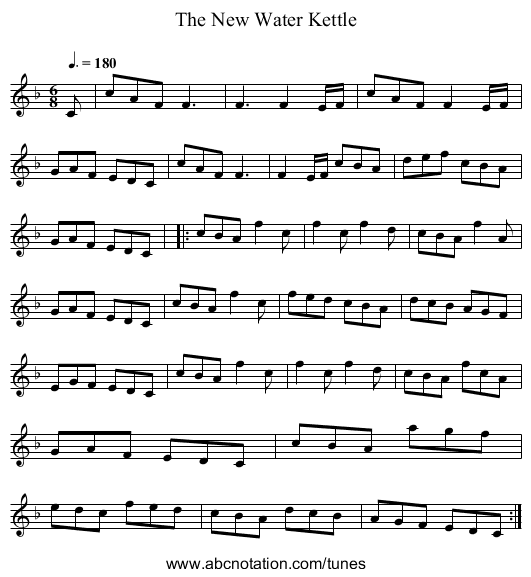 The New Water Kettle - staff notation