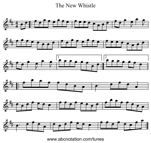 The New Whistle - staff notation