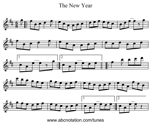 The New Year - staff notation