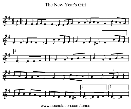 The New Year's Gift - staff notation