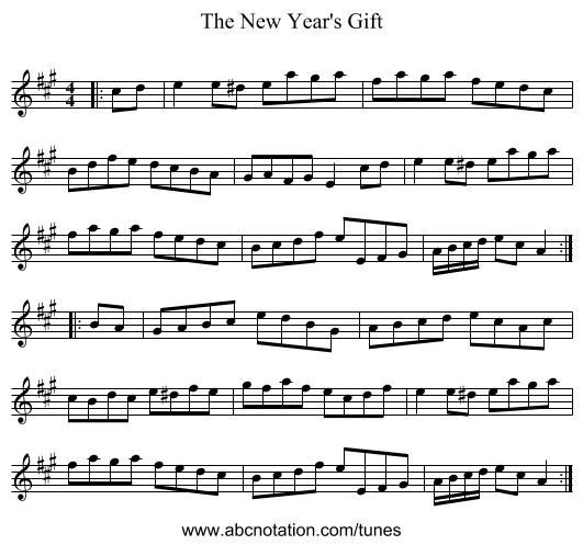 The New Year's Gift - staff notation