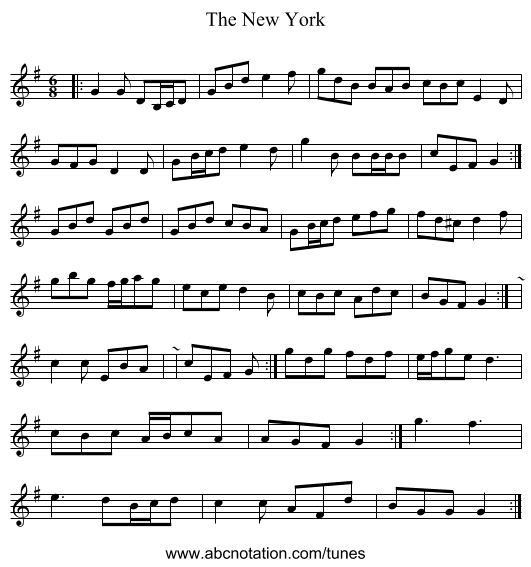 The New York - staff notation