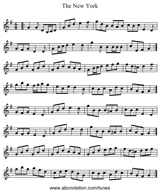 The New York - staff notation