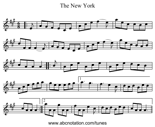 The New York - staff notation