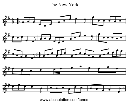 The New York - staff notation