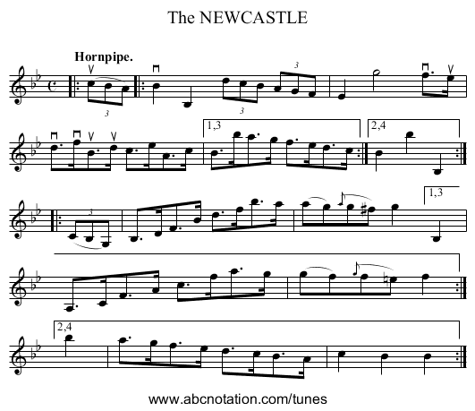 The NEWCASTLE - staff notation
