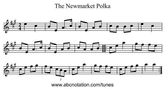 The Newmarket Polka - staff notation