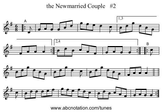 the Newmarried Couple #2 - staff notation