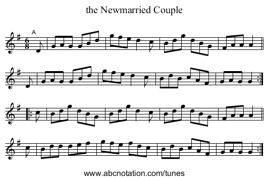the Newmarried Couple - staff notation