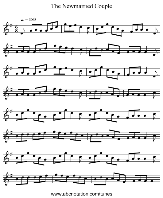 The Newmarried Couple - staff notation