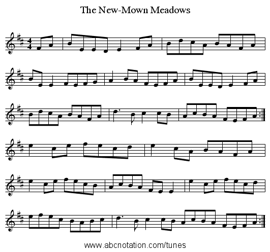 The New-Mown Meadows - staff notation