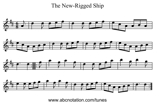 The New-Rigged Ship - staff notation