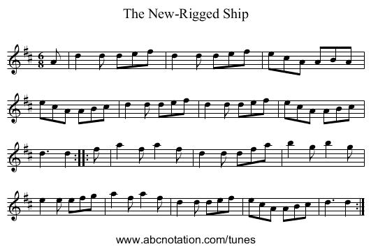 The New-Rigged Ship - staff notation