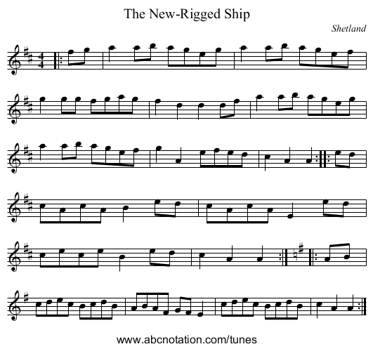 The New-Rigged Ship - staff notation