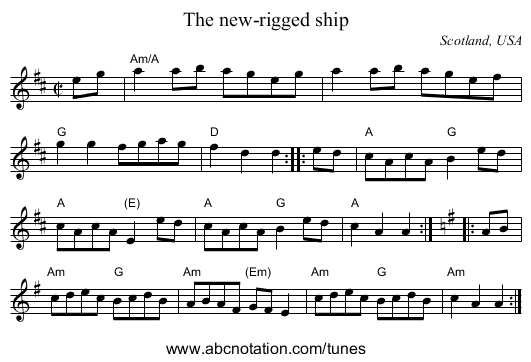 The new-rigged ship - staff notation