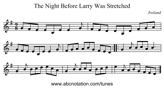 The Night Before Larry Was Stretched - staff notation