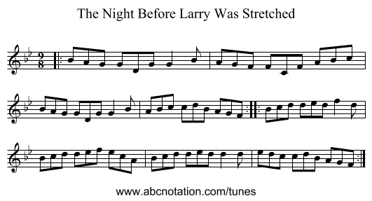 The Night Before Larry Was Stretched - staff notation