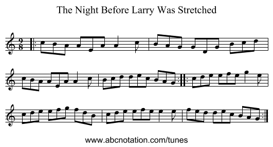 The Night Before Larry Was Stretched - staff notation