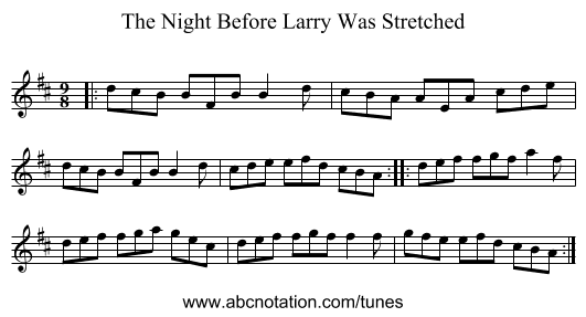 The Night Before Larry Was Stretched - staff notation