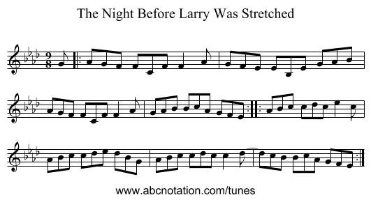 The Night Before Larry Was Stretched - staff notation