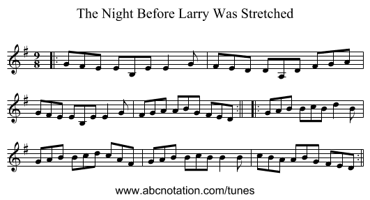 The Night Before Larry Was Stretched - staff notation