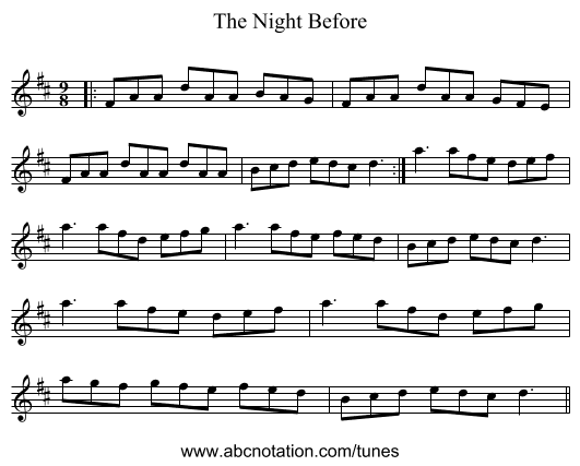 The Night Before - staff notation