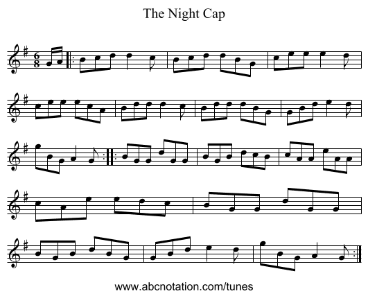 The Night Cap - staff notation