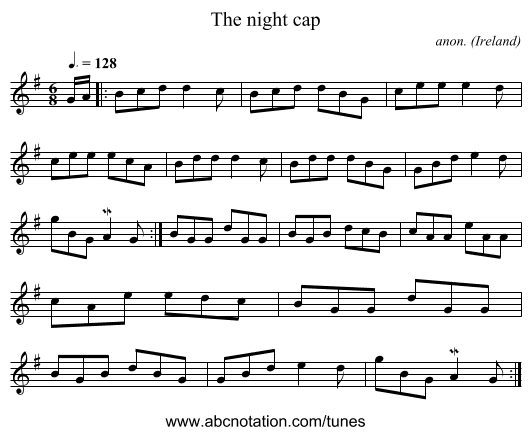 The night cap - staff notation