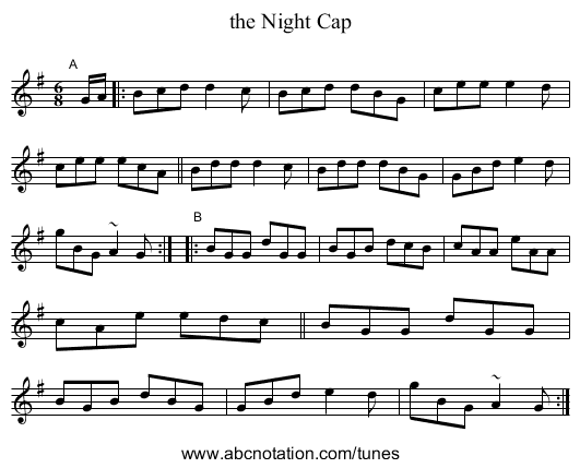 the Night Cap - staff notation