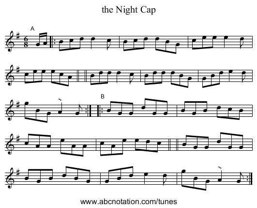 the Night Cap - staff notation